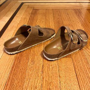 Birkenstock Arizona Big Buckle Slide Sandal Antique Cognac Oiled SZ 7-7.5 US/ 38